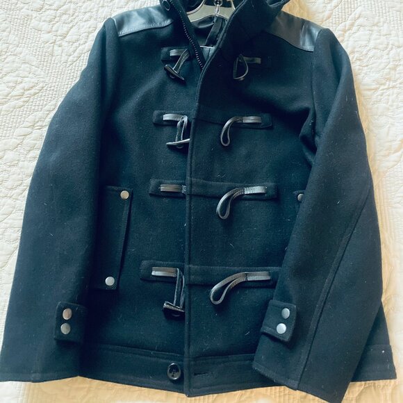 Classic Black Wool Duffle Coat w Hoodie (Medium) (Worn once) - Picture 4 of 4